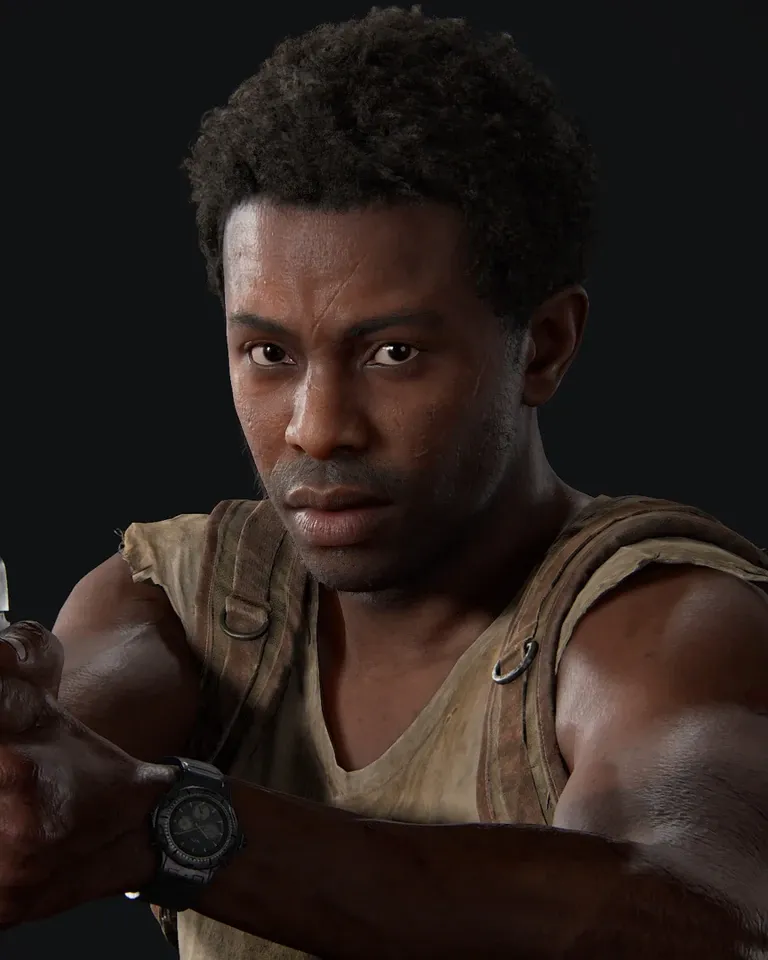 Henry aiming a pistol in a character render from The Last of Us Part I